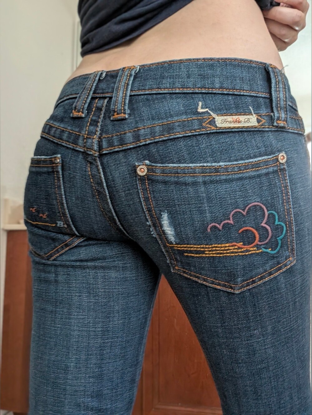 frankie b vintage rainbow embroided jeans size 4